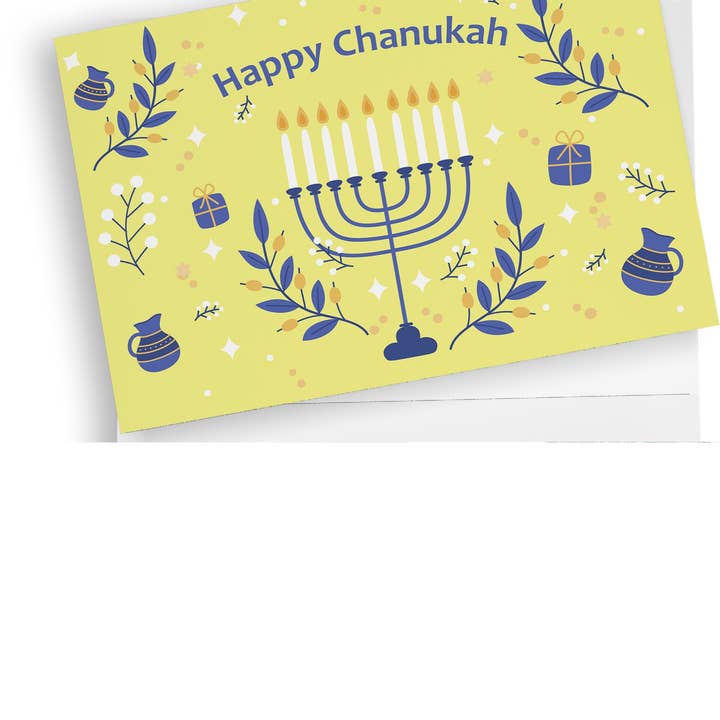 Chanukah Greeting Card - Style #1 - 5 Pack for wholesale by Ner Mitzvah