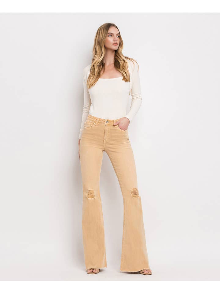 DEW DROP HIGH RISE SUPER FLARE JEANS V3029 for wholesale on Faire