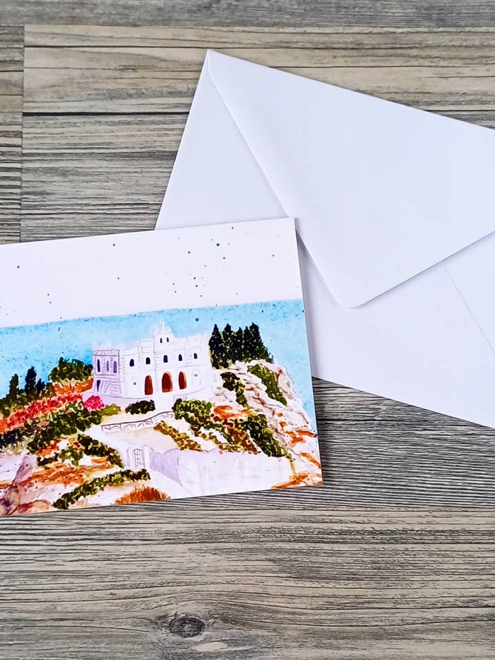 Biglietto d'auguri - Italia - Illustrazione ad acquerello ispirata ai viaggi per la vendita all'ingrosso da parte di Christina Jenne Art and Design