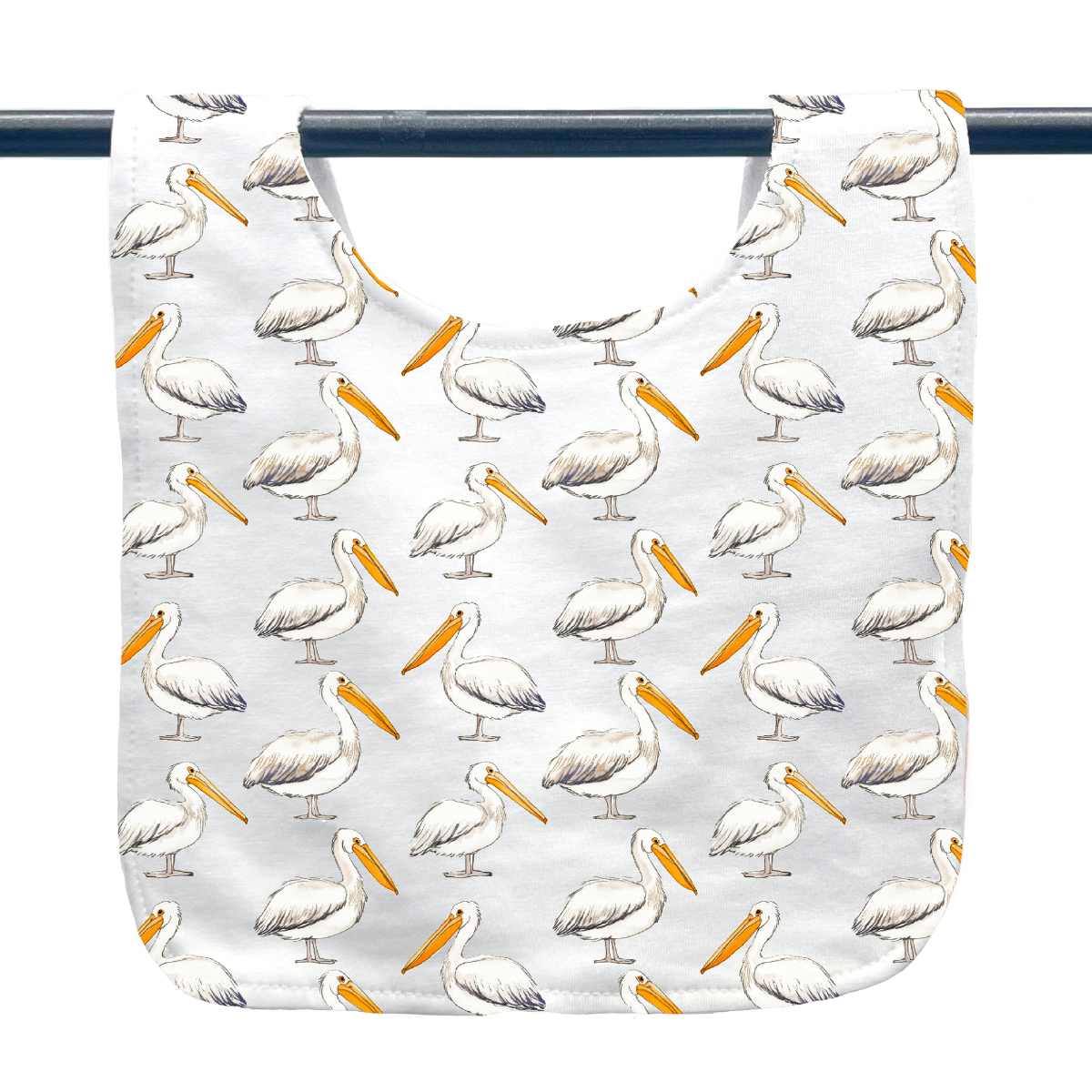 Home Malone - Wholesale Bib - Baby - Pelican On White Baby Bib0