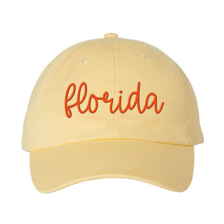 Skript Florida Bestickte Dad-Mütze für den Großhandel von Lucky Luna Apparel