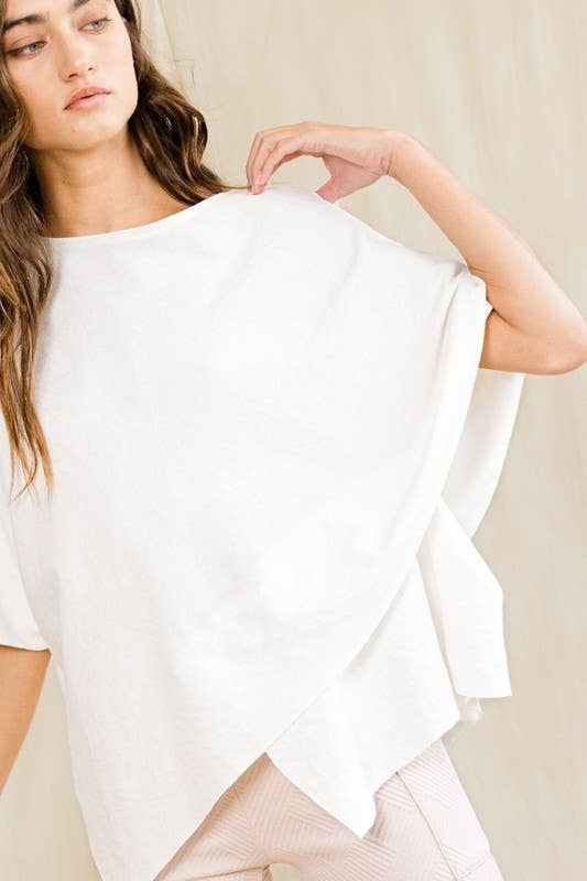Ivory IT2115 Asymmetric & Crossover Hemline Poncho Top for wholesale on Faire4