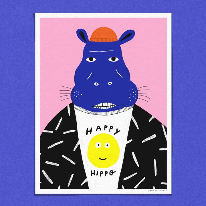 Dans Les Dents - Wholesale Poster - Poster 30X40 CM - HAPPY HIPPO - AFF46
