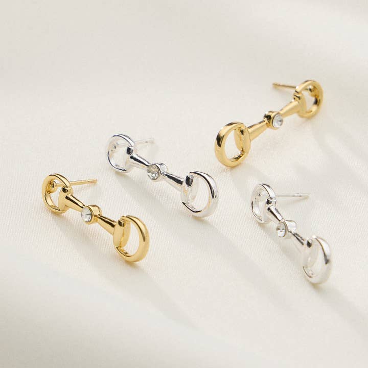 Gold Dipped Bit Studs with Crystal - 18K Gold Dipped for wholesale by Frem