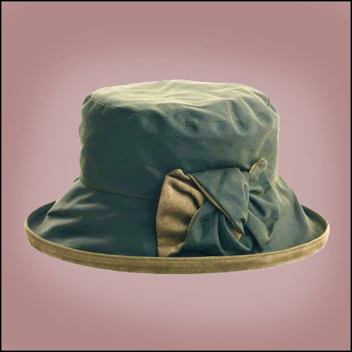 Peak & Brim Hats - Wholesale Boater Hat - Women's - Zara Smart Forest Green Waxed Rain Hat, Waterproof, Folding