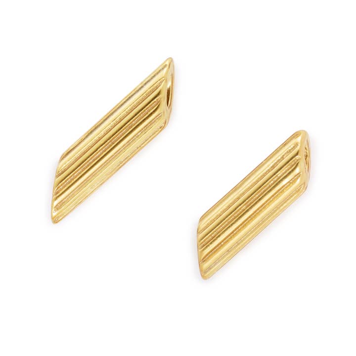 Delicacies Jewelry - Wholesale Stud/Post Earrings - Penne Pasta Earrings Yellow Gold Plated By Delicacies Jewelry - Every Purchase Helps Fight Hunger! (Foodie Gift, Food Jewelry, Gift For Her)