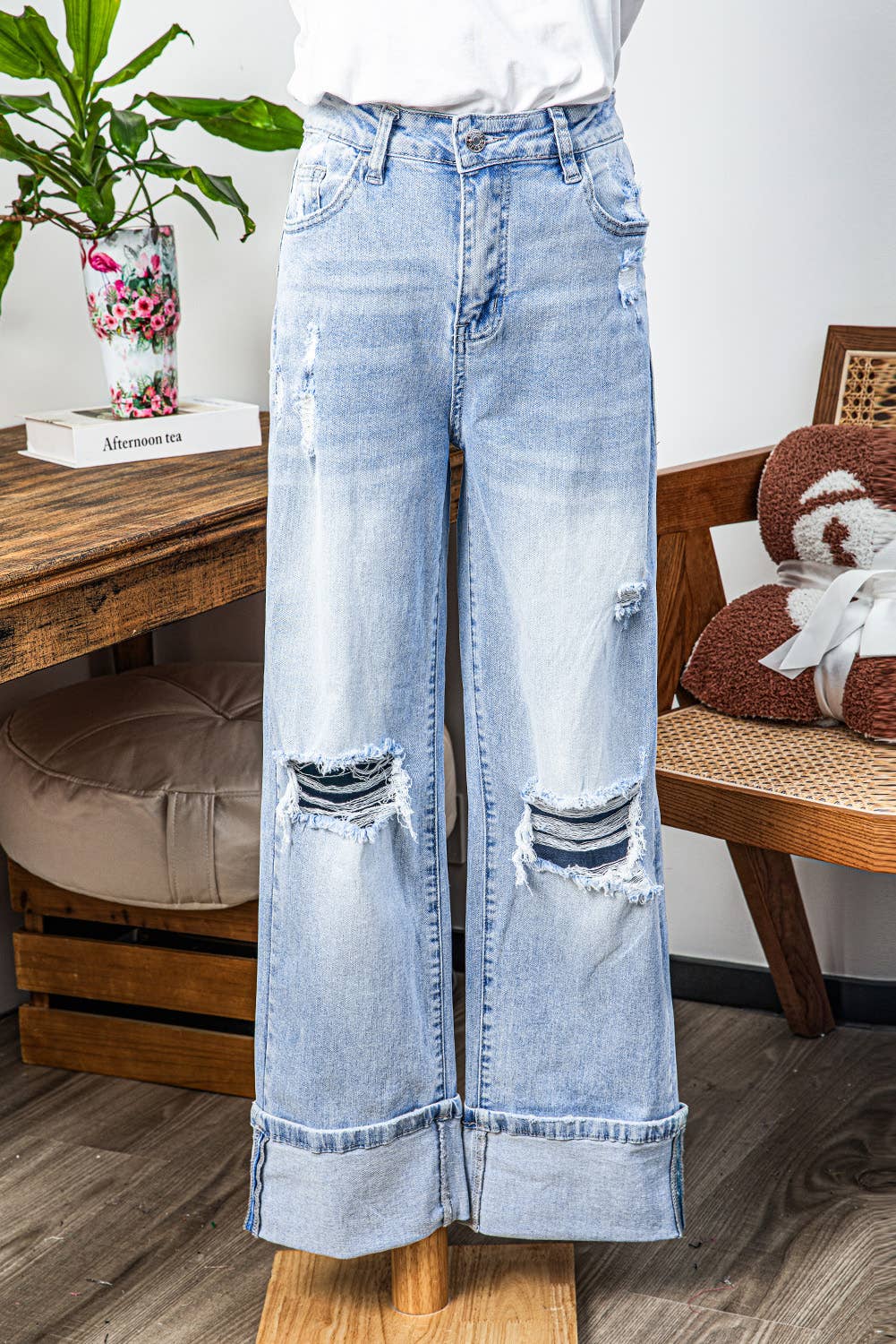 Comme indiqué Jeans évasés à la lumière et délavés à la lumière Fashion-W*4-16 en vente sur Faire2