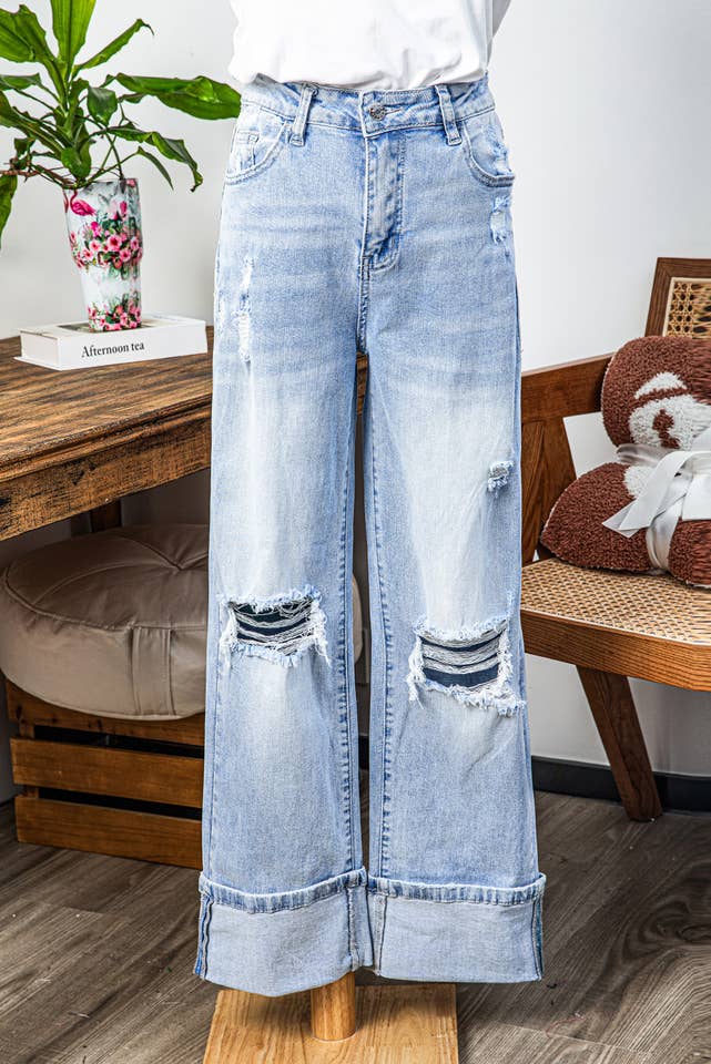 Comme indiqué Jeans évasés à la lumière et délavés à la lumière Fashion-W*4-16 en vente sur Faire2
