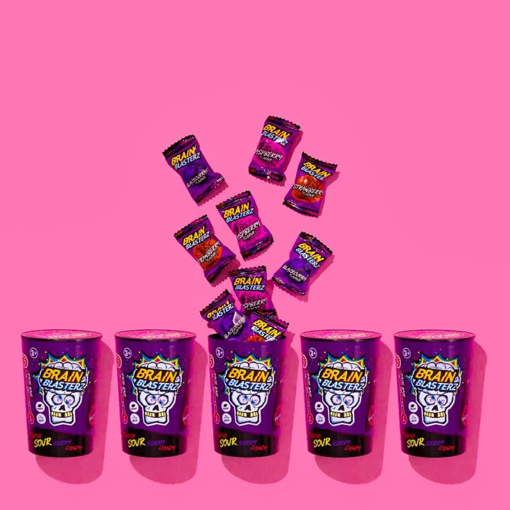 CANDYLO - Wholesale Hard Candy - Brain Blasterz Dark Fruits Hard Candy Tub 12x48g