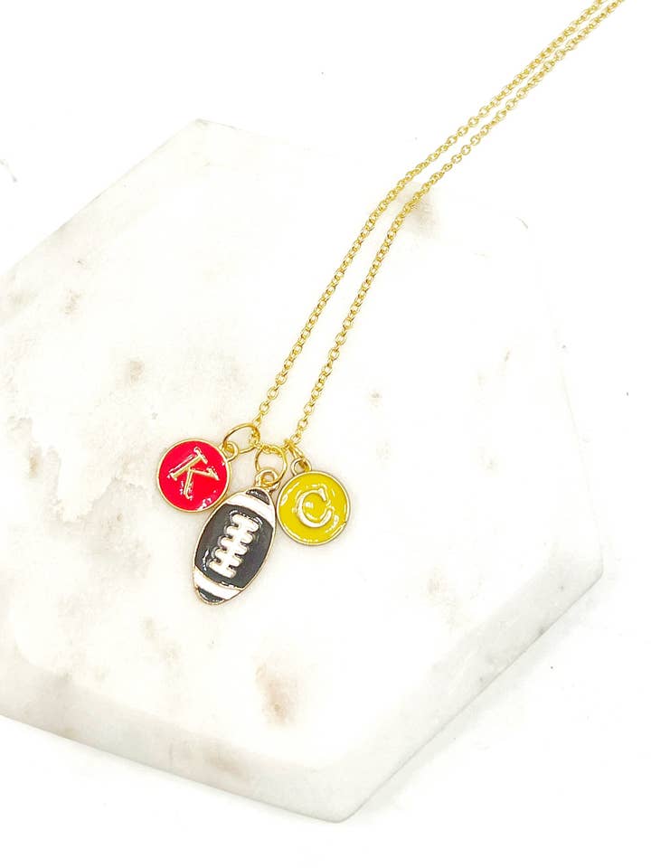 Red Yellow KC Football Charm Chiefs Kansas City Necklace for wholesale by Baubles by B