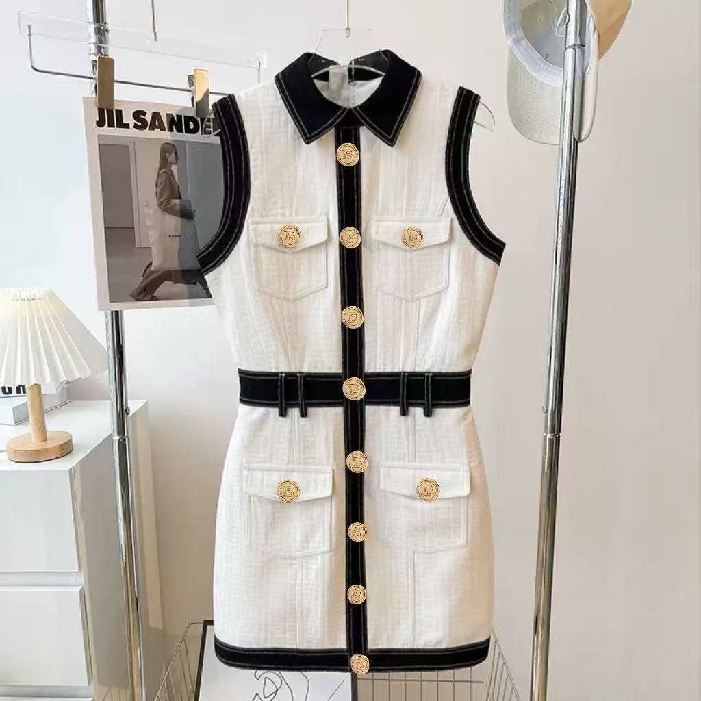 Productseeker - Wholesale Dress - Women's - DR038 Short-sleeved Dress With Gold Buttons21