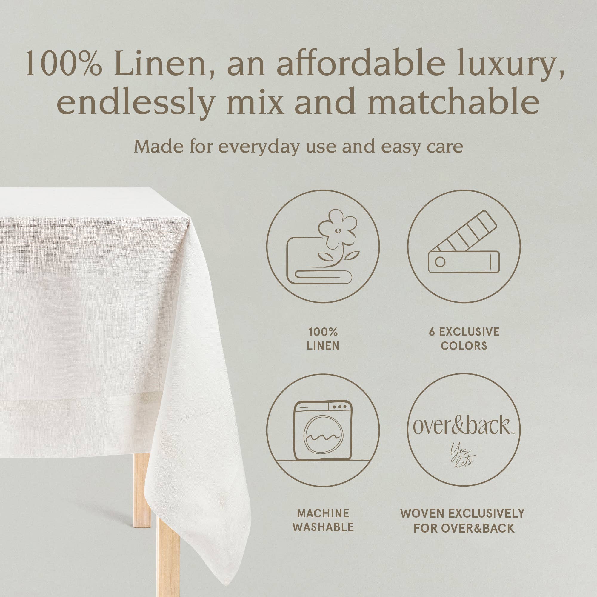 over&back - Wholesale Tablecloth - 100% Linen Tablecloth – 70x1081