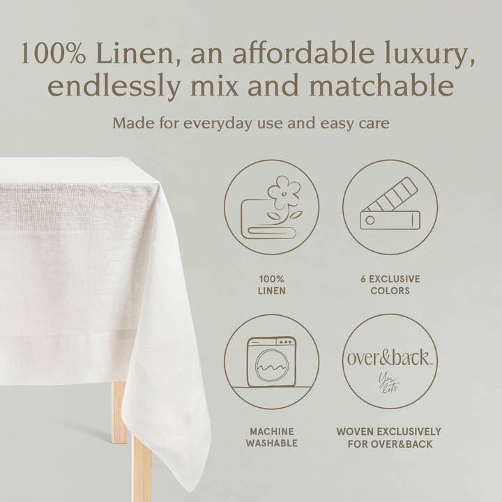 over&back - Wholesale Tablecloth - 100% Linen Tablecloth – 70x1081