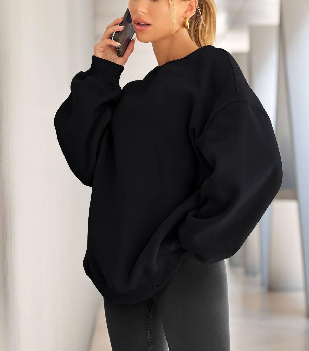 Masyal - Wholesale Sweatshirt - Women's - Women Oversize Fleece Crew Neck Sweatshirts0