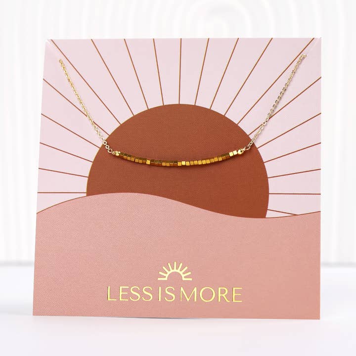 Thin Gold Hematite Smile Necklace (Gold) for wholesale by Less is More