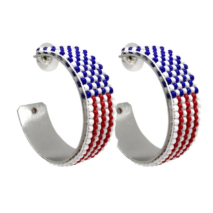 Brincos de Argola C Red White Blue Flag por atacado de Lunar Deer