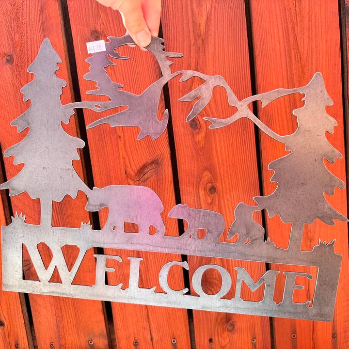Bear Welcome Metal Sign for wholesale by Sarah’s Metal