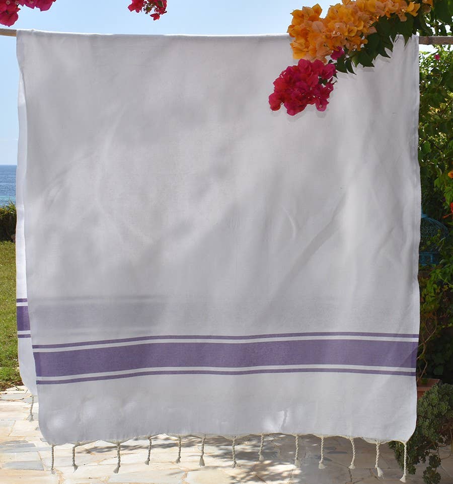 Fouta Tunisia – Großhandel Badetuch – Weiße Fouta mit farbigen Streifen9
