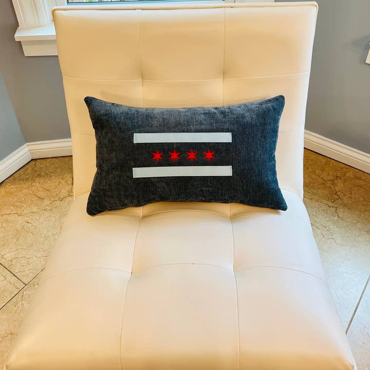 tori grace outfitters - Wholesale Throw/Decorative Pillow - chicago flag throw pillow, embroidered chicago pillow3