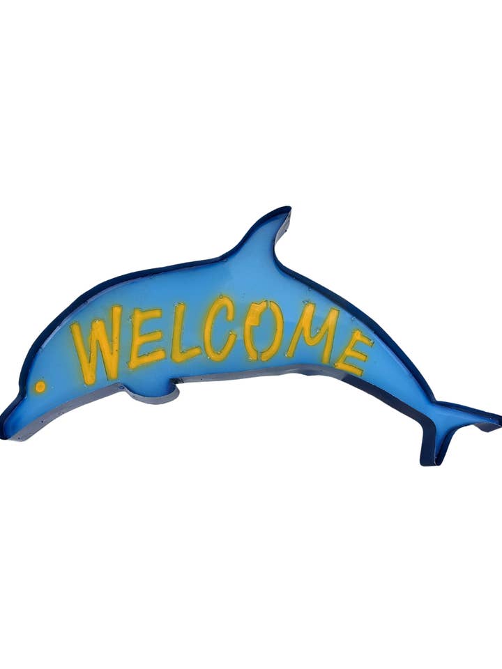 Bem-vindo Dolphin Metal Sign por atacado de Creative Decor Sourcing LLC