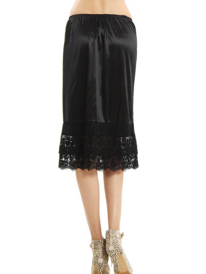 Shop Lev - Wholesale Skirt - Women's - Women Long Double lace Satin Half Slip Skirt Extender