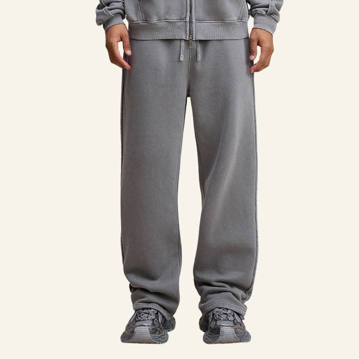 Pantaloni casual da uomo con patchwork rilassato foderati in pile per la vendita all'ingrosso da parte di particleactive