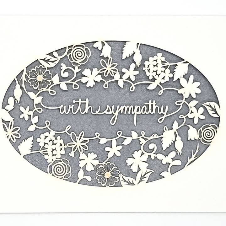 two hermanas - Wholesale Sympathy Card - With Sympathy surrounding by a Wreath of Flowers