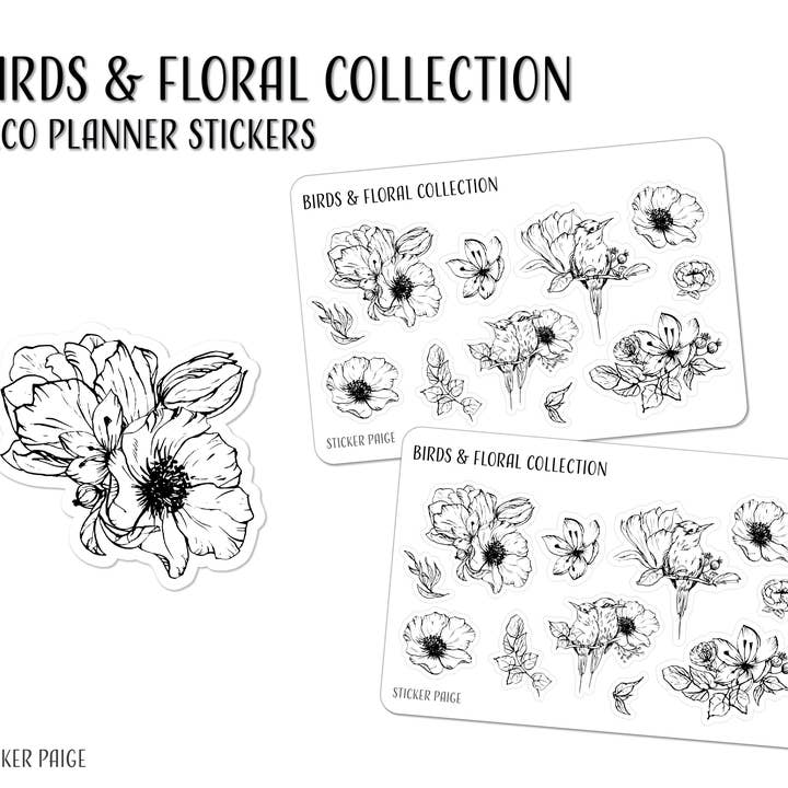 Birds & Floral Planner Sticker Set for wholesale by Sticker Paige