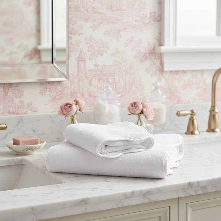 Lotus Linen - Vente Tapis de bain - Tapis de bain en coton avec bordure festonnée de luxe114