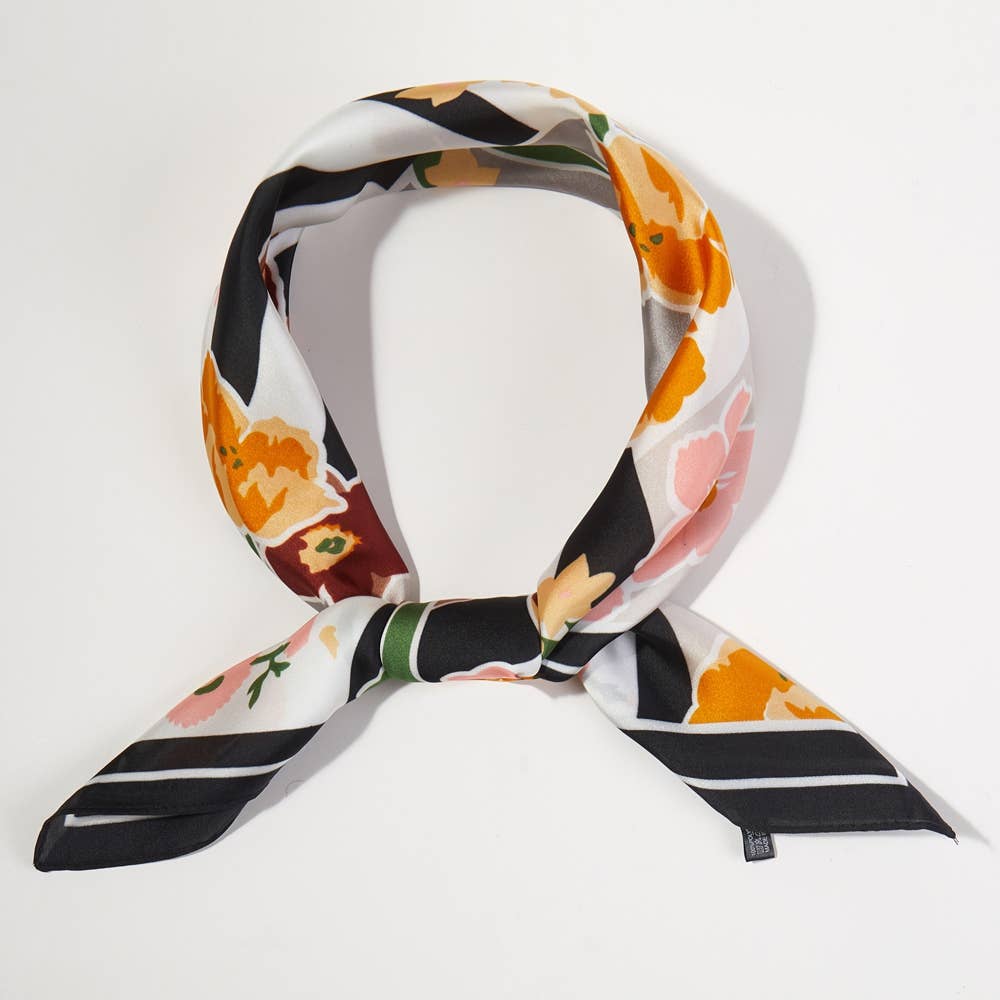 Collections by Fame Accessories - Wholesale Scarf - Women's - Abstract Floral Art Print Bandana Scarf1