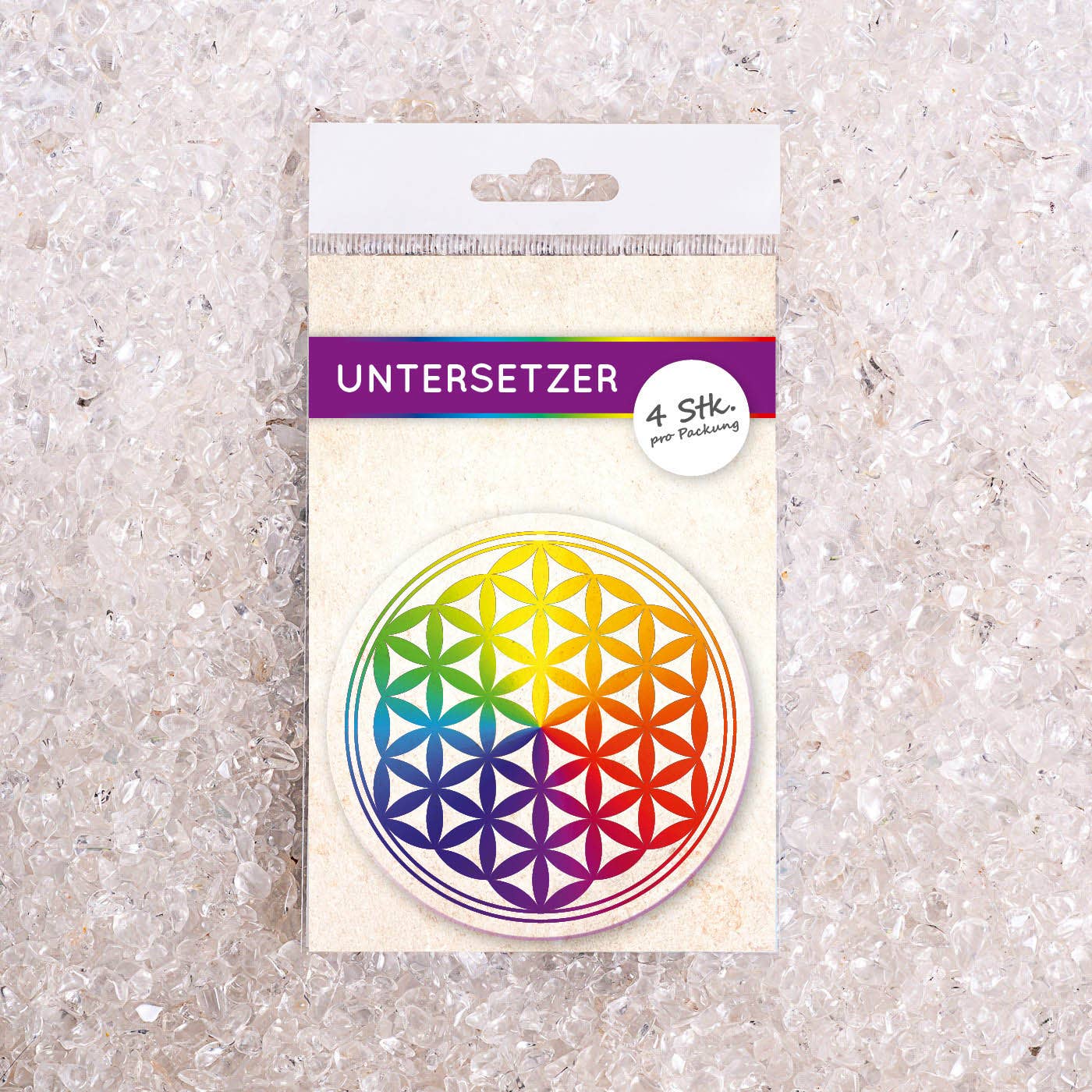 RADULY - Wholesale Coasters - Colourful filled flower of life coaster set