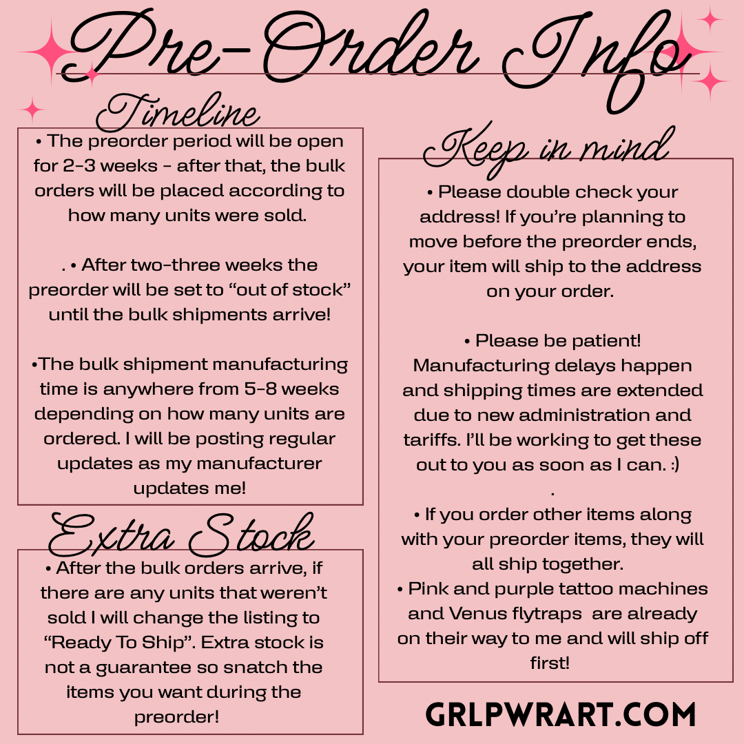 Grlpwr Art - Wholesale Hair Clip - Women's - Pink Tattoo Machine Hair Claw (PREORDER)2