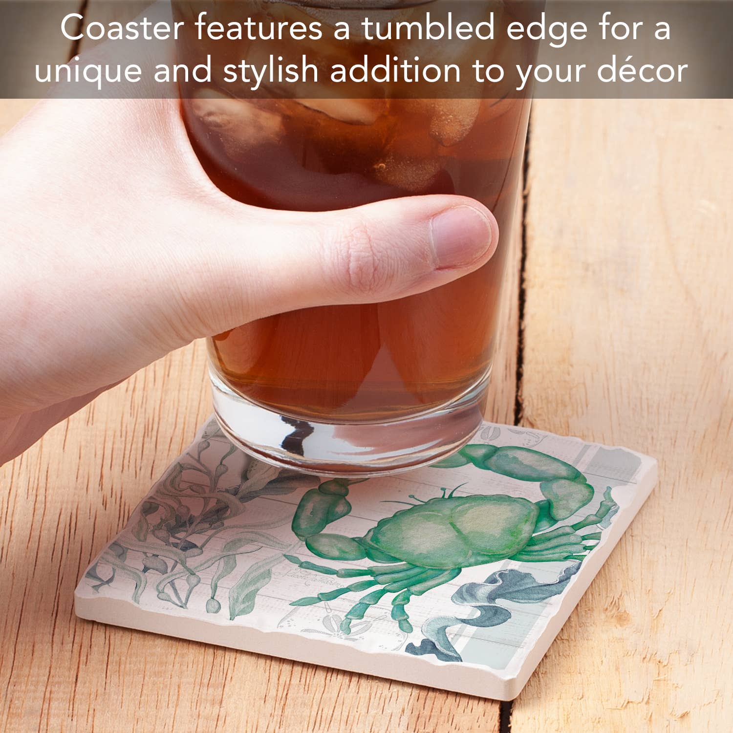 CounterArt/Highland Home/Thirstystone - Wholesale Coasters - Beach Therapy Crab Single Absorbent Stone Tumbled Tile Coast3