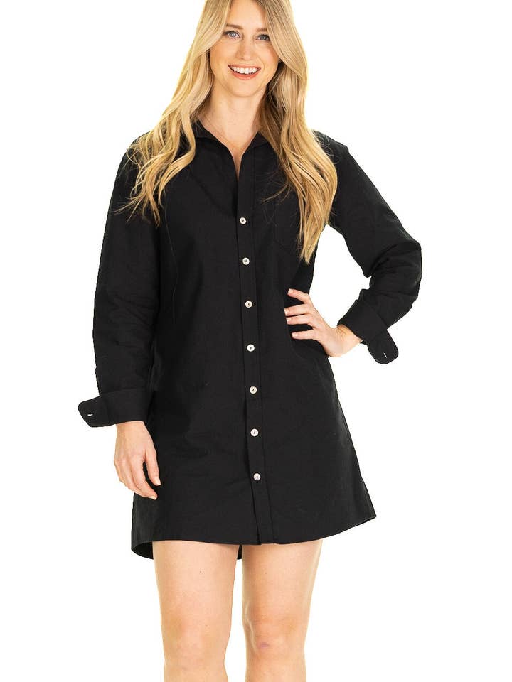Robe boutonnée The Georgia en Oxford noir pour la vente par Duffield Lane
