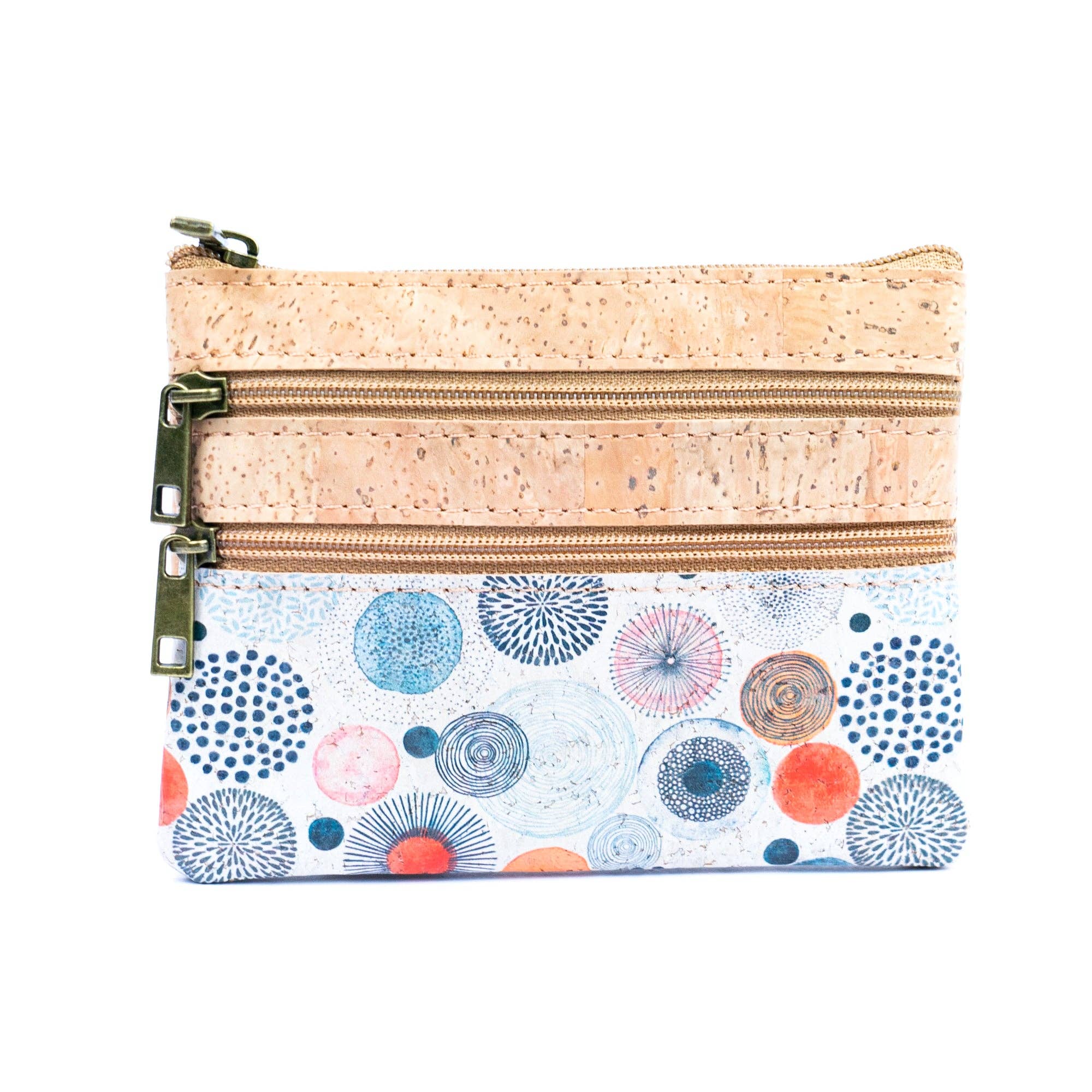 Meninas Bonitas Cork - Wholesale Wallet - Women's - Chic Printed Cork Mini Wallet with Triple Zippers for Women BAG-23271