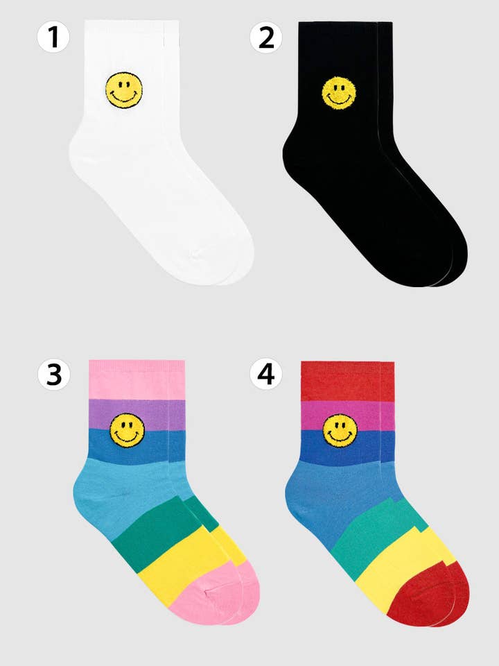 Chaussettes Crew Colorful Smile pour femmes pour la vente par 7DAYSSOCKS