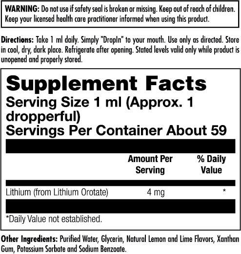 KAL - Wholesale Oral Supplement/Vitamin - Lithium Orotate DropIns™ Lemon Lime1