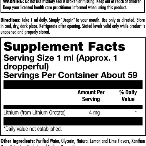 KAL - Wholesale Oral Supplement/Vitamin - Lithium Orotate DropIns™ Lemon Lime1