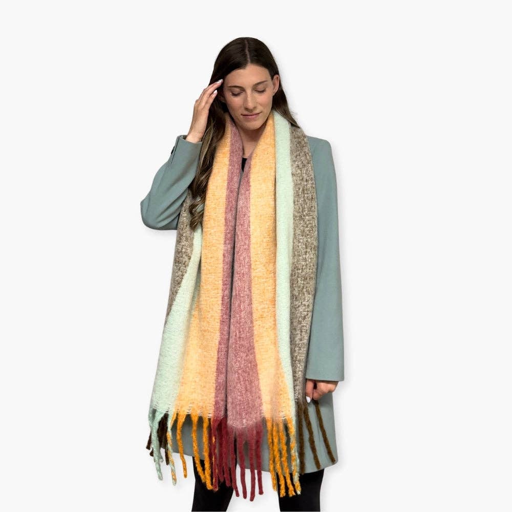 Humble Hilo - Wholesale Scarf - Women's - Humble Hilo Woven Chunky Scarf Cocoon Fringe14