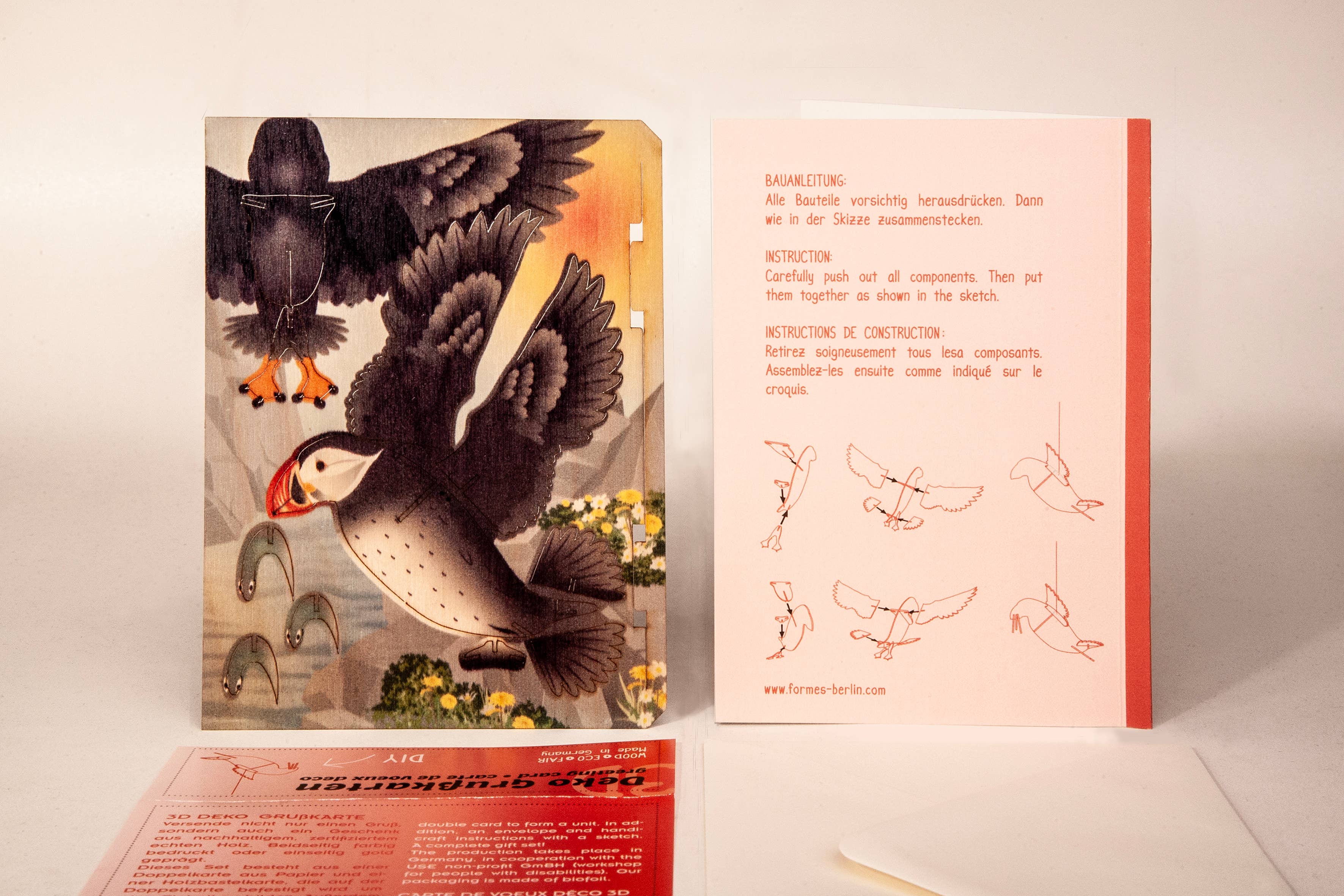 Formes Berlin GbR - Wholesale DIY Craft Kit - pufin 3D Deko crafting card1