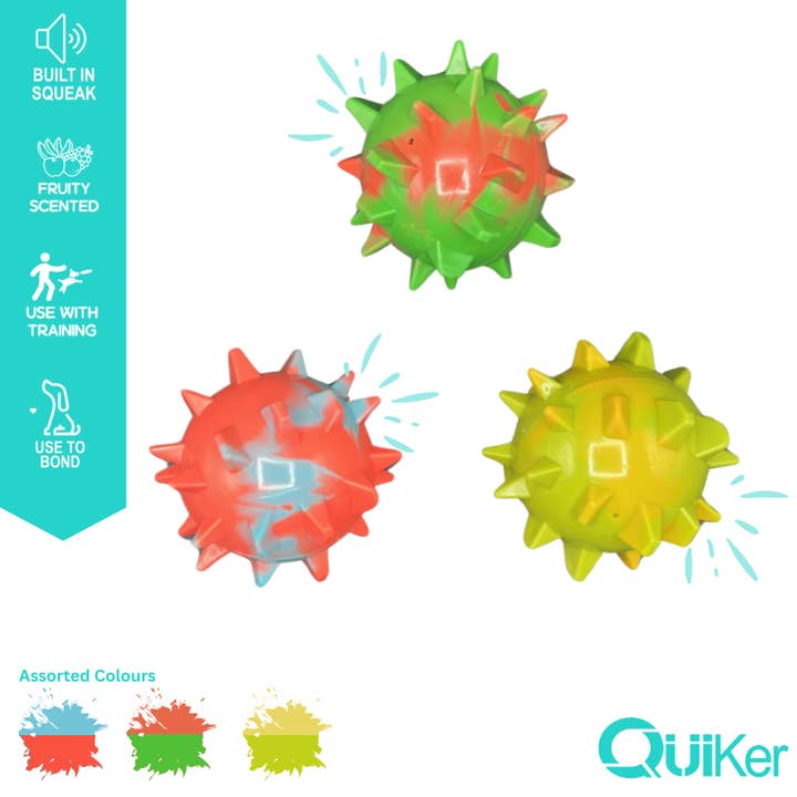 NEW! Fruitex - Squeaky Round Ball Dog Toy -TPR - 6 Pk for wholesale by Quiker Pet Products