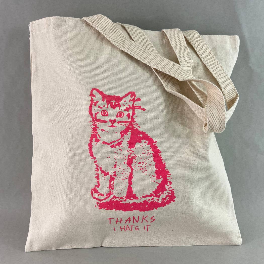 Rx Letterpress - Vente Tote bag – unisexe - Merci, je le déteste | Cadeau pour les amateurs de chats | Sac à main amusant en toile2