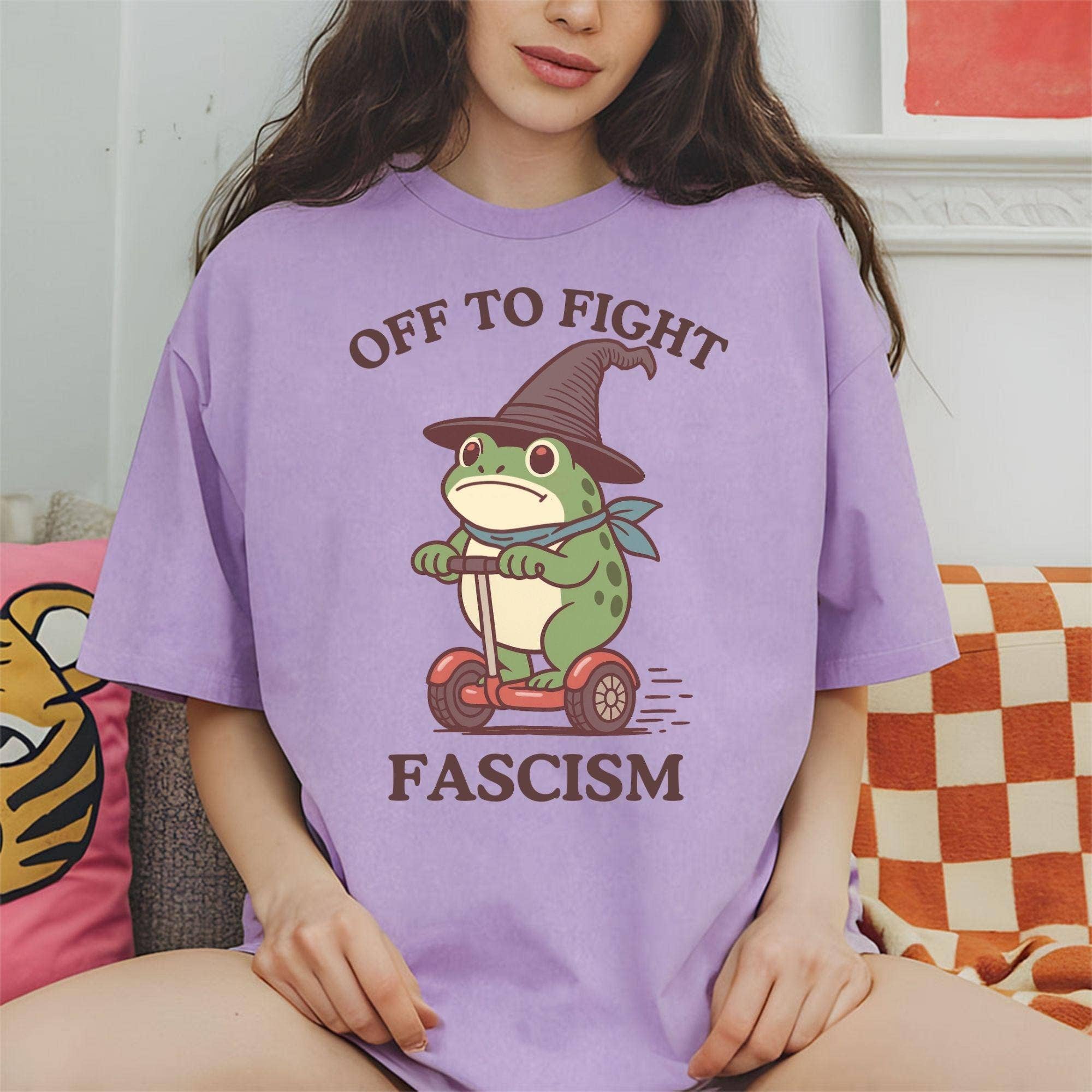 Glaime - Wholesale T-Shirt (Graphic) - Women's - Comfort Colors Frog Anti Fascism Tee, Portland Resistance 1