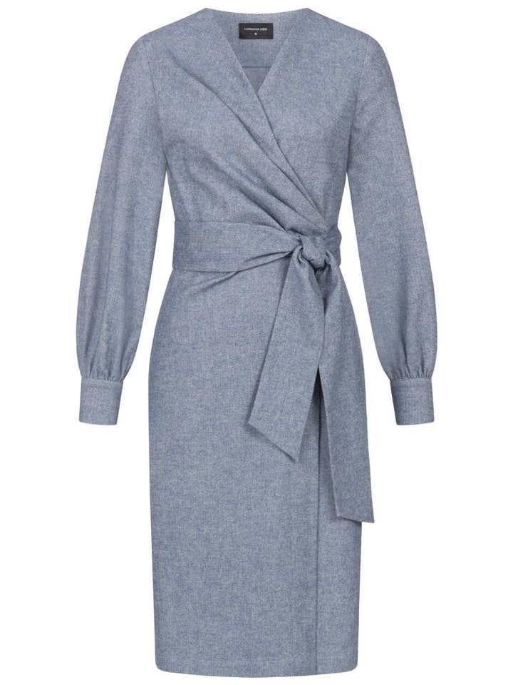 Herringbone Wrap Dress Blue for wholesale by Marianna Déri GmbH