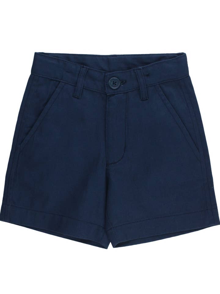 Boys Dark Navy Chino Shorts
for wholesale by RuffleButts + RuggedButts