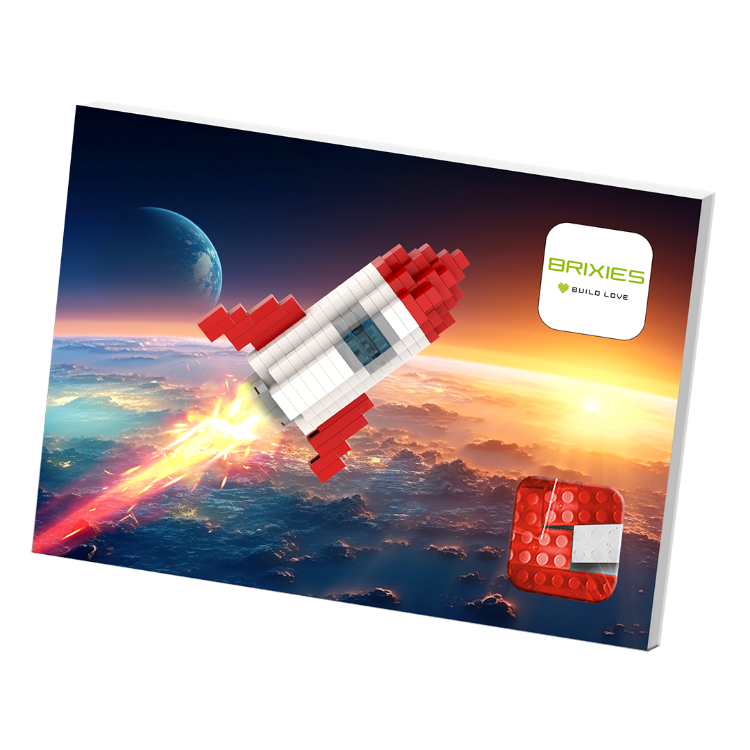 Brixies – Großhandel Spielzeugbaukasten – Kinder – BRIXIES Postkarte Rakete3