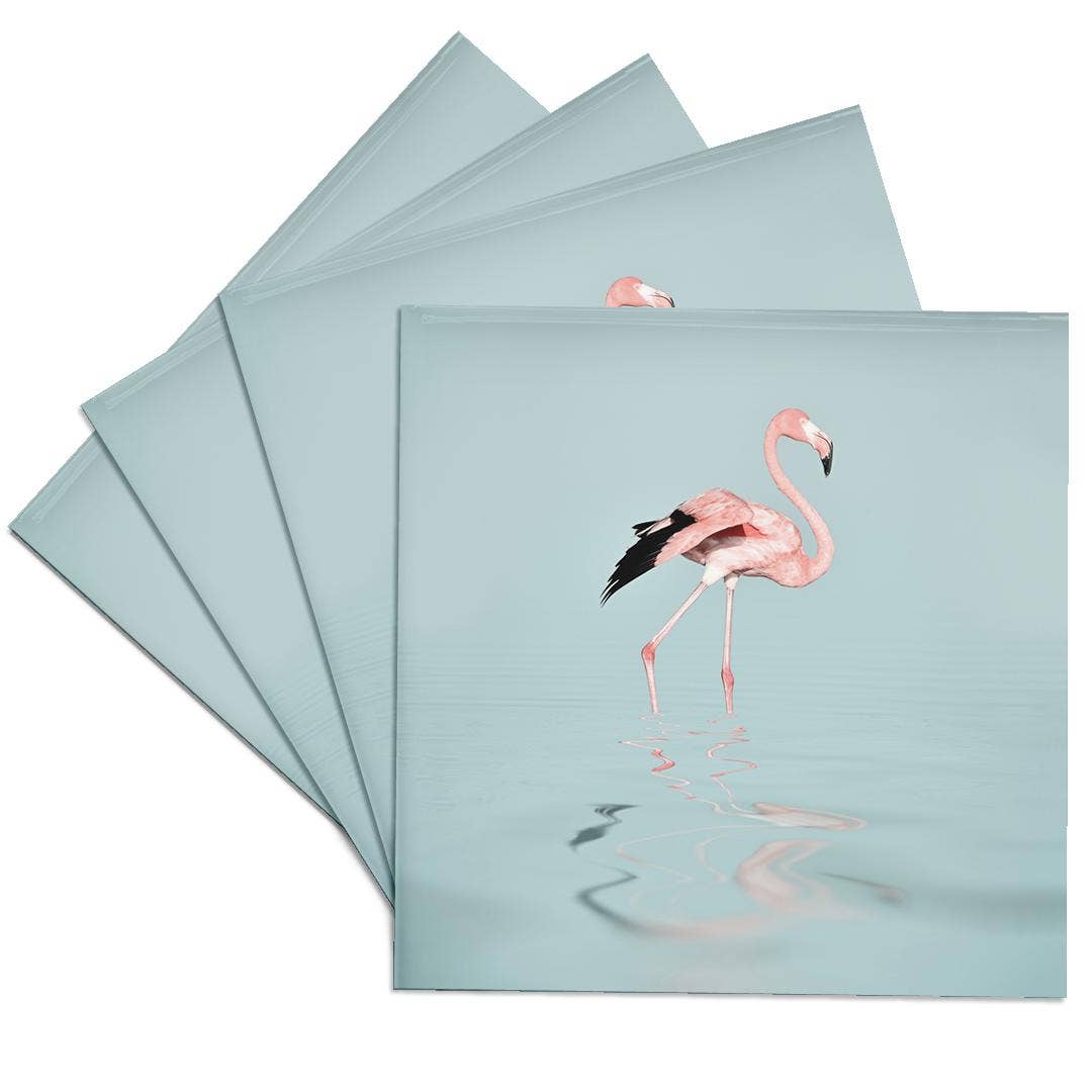 3dRose – Base de copos por atacado – 3dRose, Flamingo Cor-de-Rosa a Caminhar em Água Calma, Base para Copos0