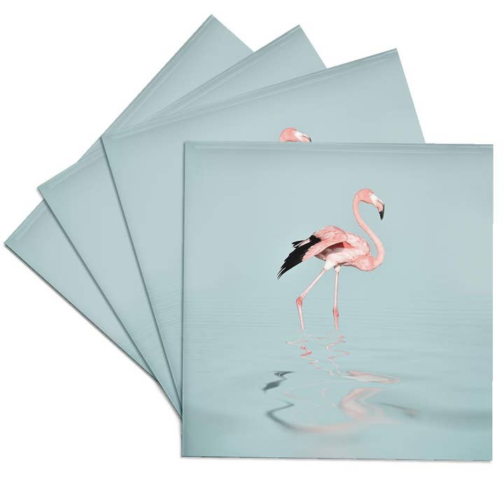 3dRose – Base de copos por atacado – 3dRose, Flamingo Cor-de-Rosa a Caminhar em Água Calma, Base para Copos