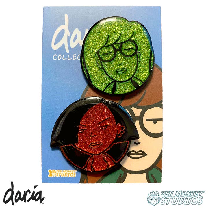 Zen Monkey Studios - Wholesale Lapel Pin/Button - Daria and Jane - Daria Glitter Pin Set