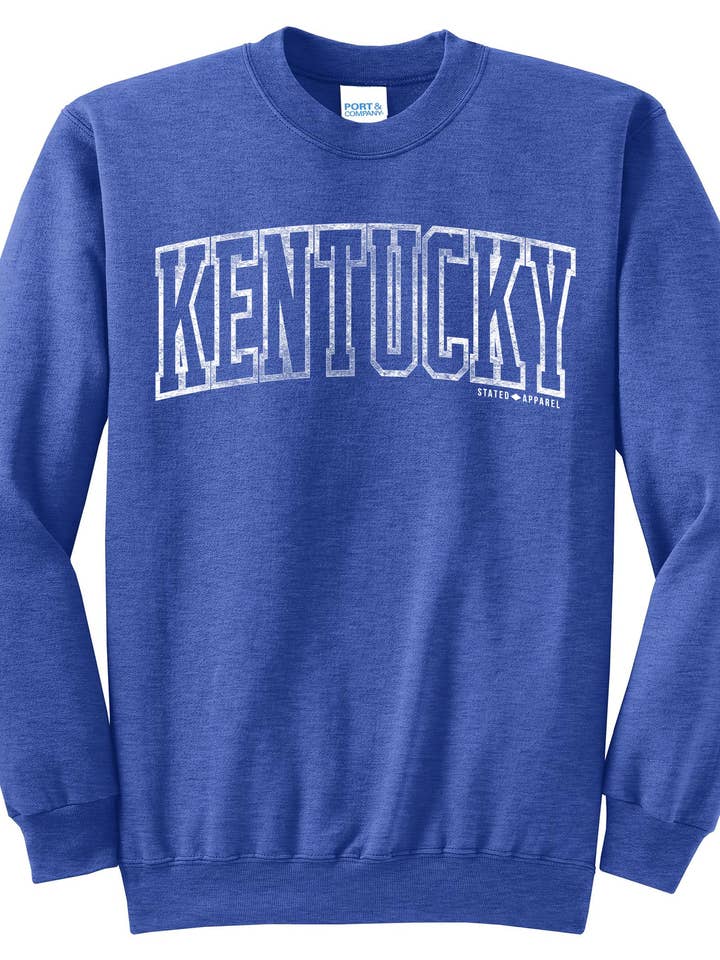 Kentucky BTS Arch Outline Sweatshirt - Heather Royal Color for wholesale by Stated Brands